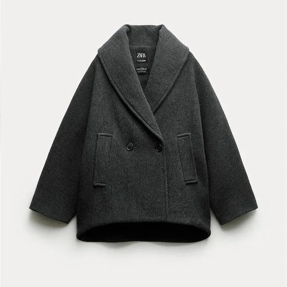 ZARA ZW COLLECTION MANTECOウールジャケット L NWT ZARA Woman Manteco Wool Straight Cut Coat ZW Collection